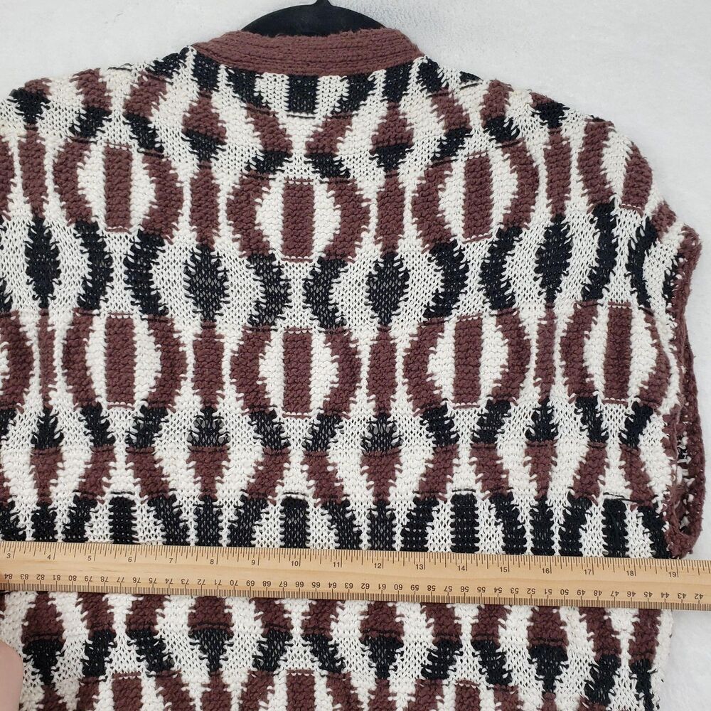 Knitted & Knotted Sweater Vest Women Medium Geometric Belted Pockets Bohemian - Picture 9 of 10